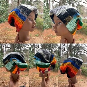 Colorful Striped Crochet Beanie